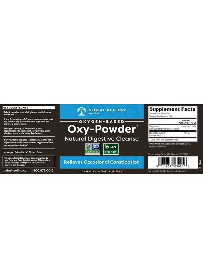 global healing center - Global Healing Oxy-Powder Colon Cleanse & Detox Cleanse, Gut Cleanse & Colon Cleanser, Constipation Relief for Adults, Bloating Relief for Women, Oxy-Powder Natural Digestive Cleanse (120 Capsules) - Image 1