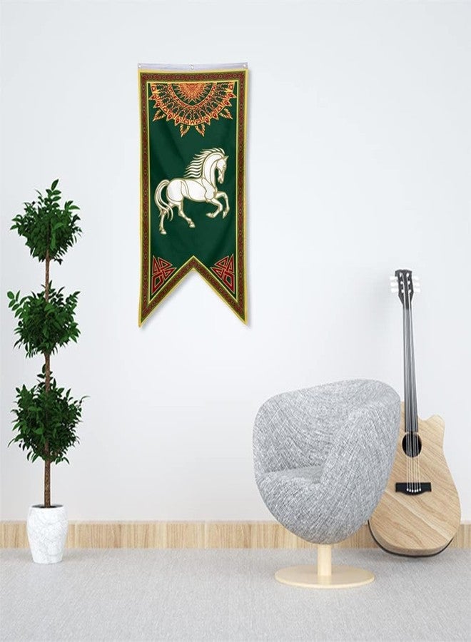 Aihccy Lotr Horse Flag Lotr Rohan Banner Flag Man Cave Bed Room Home Office Party Decor 30x50 Inch, green - Image 3
