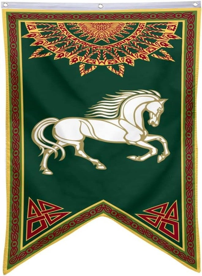 Aihccy Lotr Horse Flag Lotr Rohan Banner Flag Man Cave Bed Room Home Office Party Decor 30x50 Inch, green - Image 1