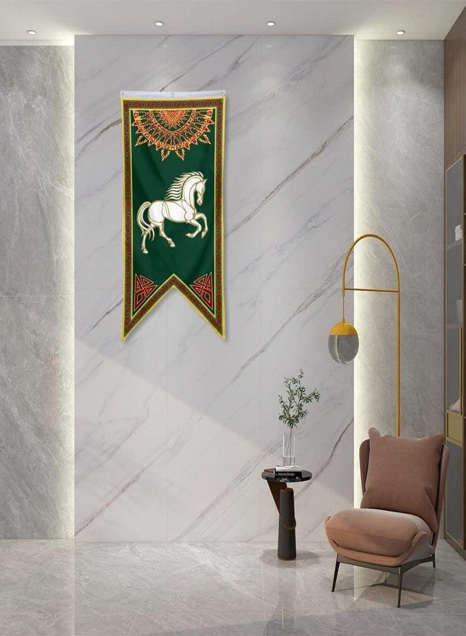 Aihccy Lotr Horse Flag Lotr Rohan Banner Flag Man Cave Bed Room Home Office Party Decor 30x50 Inch, green - Image 5