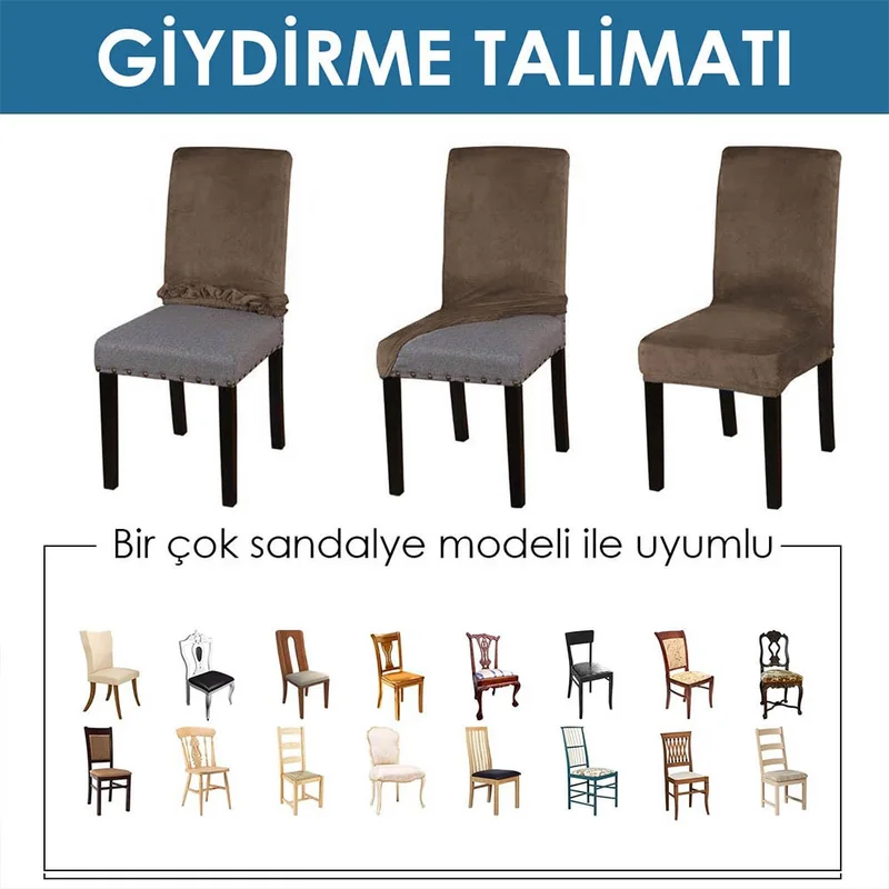 Faiend Lycra Chair Cover Flexible Stretch Elastic Chair Cover Balpetek Chair Protector (6pcs) dark brown
