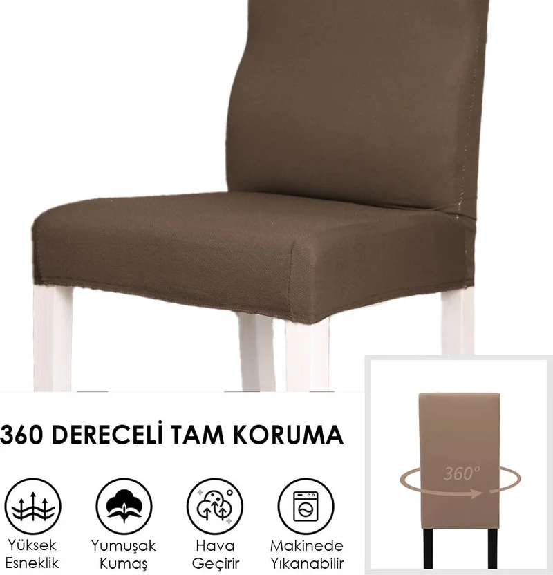 Faiend Lycra Chair Cover Flexible Stretch Elastic Chair Cover Balpetek Chair Protector (6pcs) dark brown