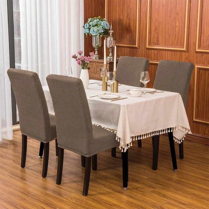 Faiend Lycra Chair Cover Flexible Stretch Elastic Chair Cover Balpetek Chair Protector (6pcs) dark brown