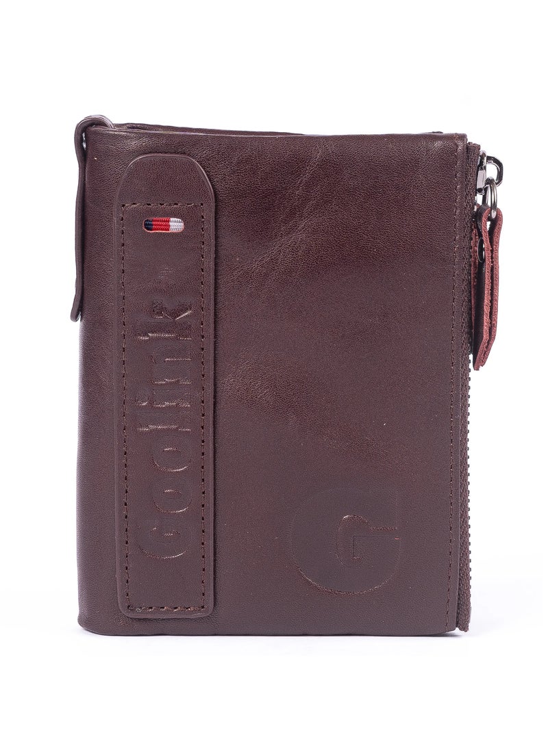 جولينك محفظة جولينك للرجال – GL32402 | جلد عنابي فاخر، RFID، سحاب مزدوج  - Image 2