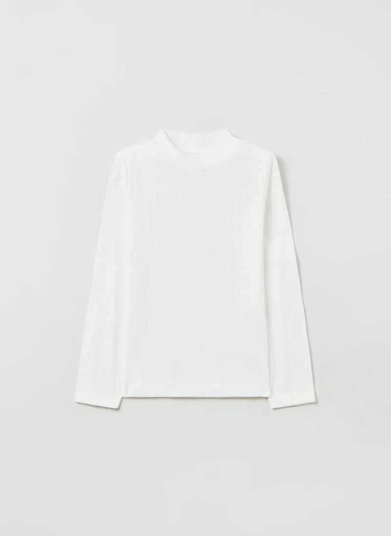 Ovs Ovs Pointelle T-Shirt With Mock Neck