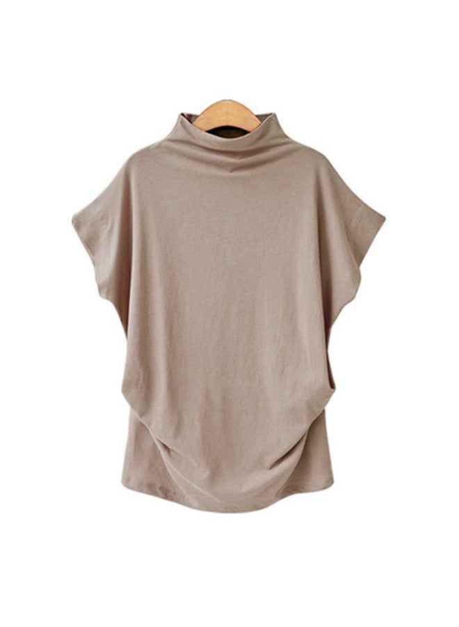 European And American Large Size Women's High Collar Top High Collar T-sleeve Short Sleeve T-shirt Women's