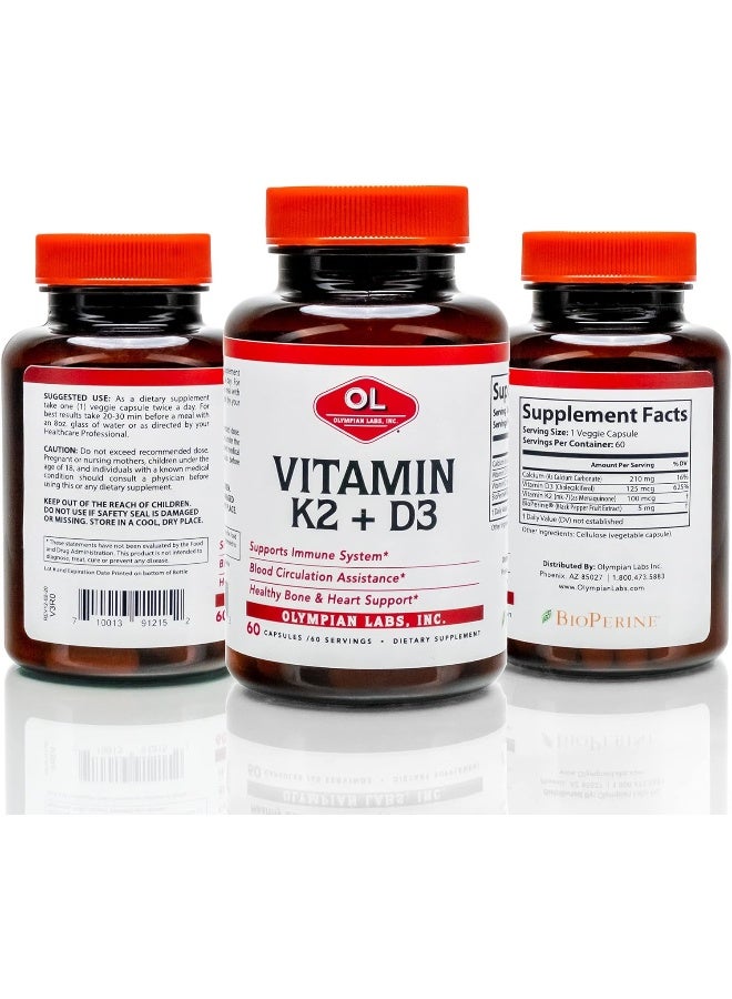 Olympian Labs Vitamin K2 + D3 Capsules for Immune Support - Image 2