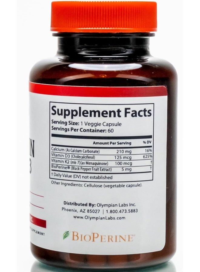 Olympian Labs Vitamin K2 + D3 Capsules for Immune Support - Image 3
