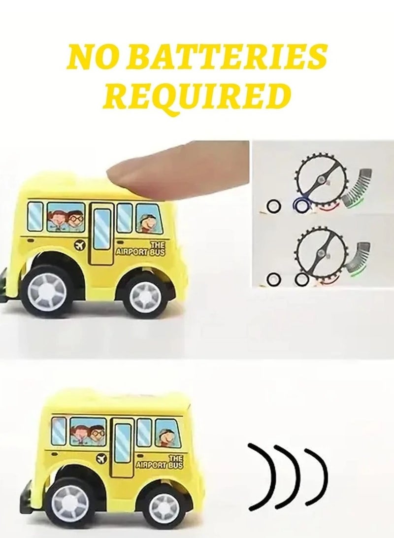 Kids Cartoon Mini Inertia Pull-Back Toy Cars Set – Portable Travel Bag (6 Pieces for Boys & Girls) - Image 4