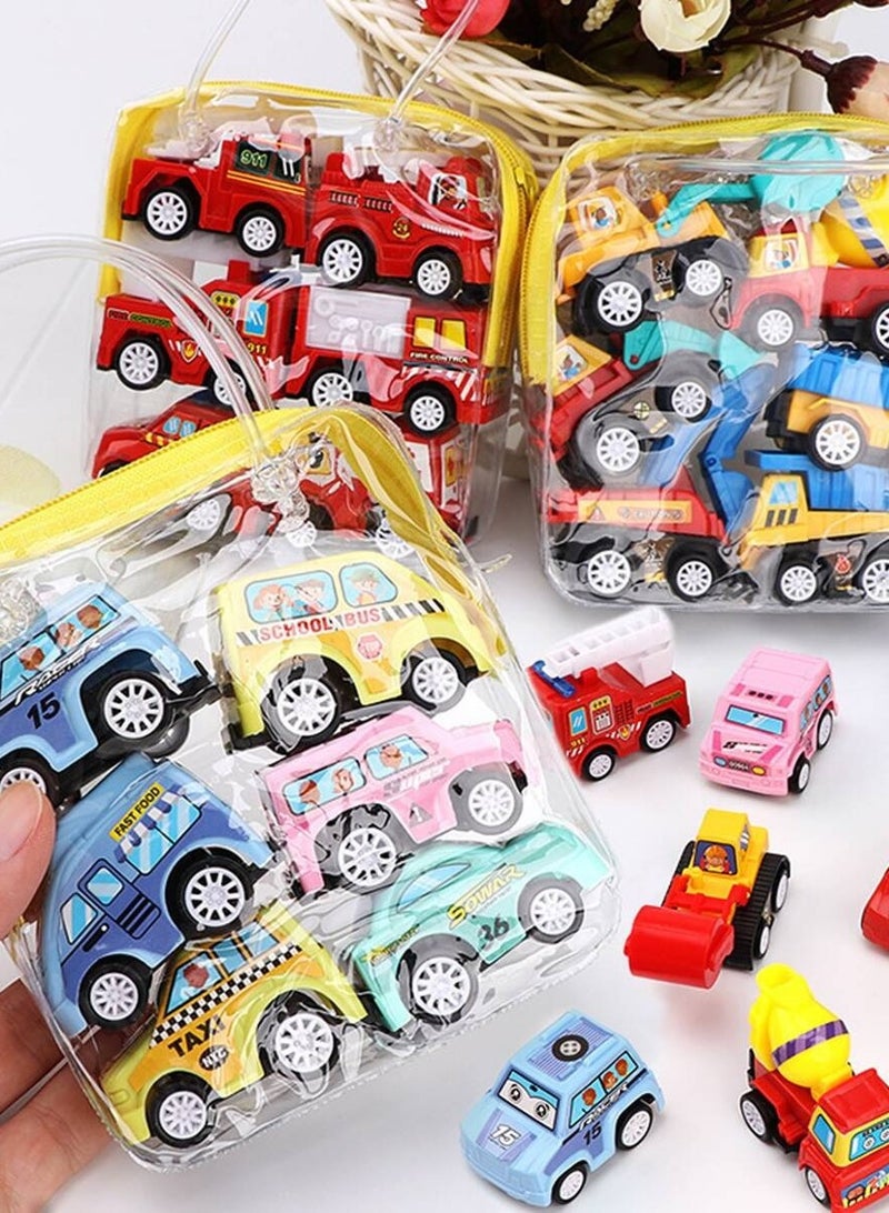 Kids Cartoon Mini Inertia Pull-Back Toy Cars Set – Portable Travel Bag (6 Pieces for Boys & Girls) - Image 2