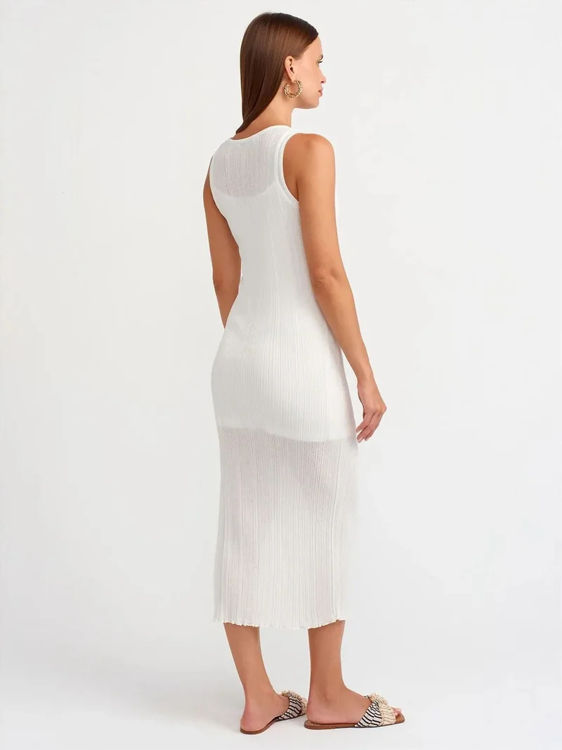 ديلفين DILVIN Ribbed Sleeveless Bodycon Midi Dress