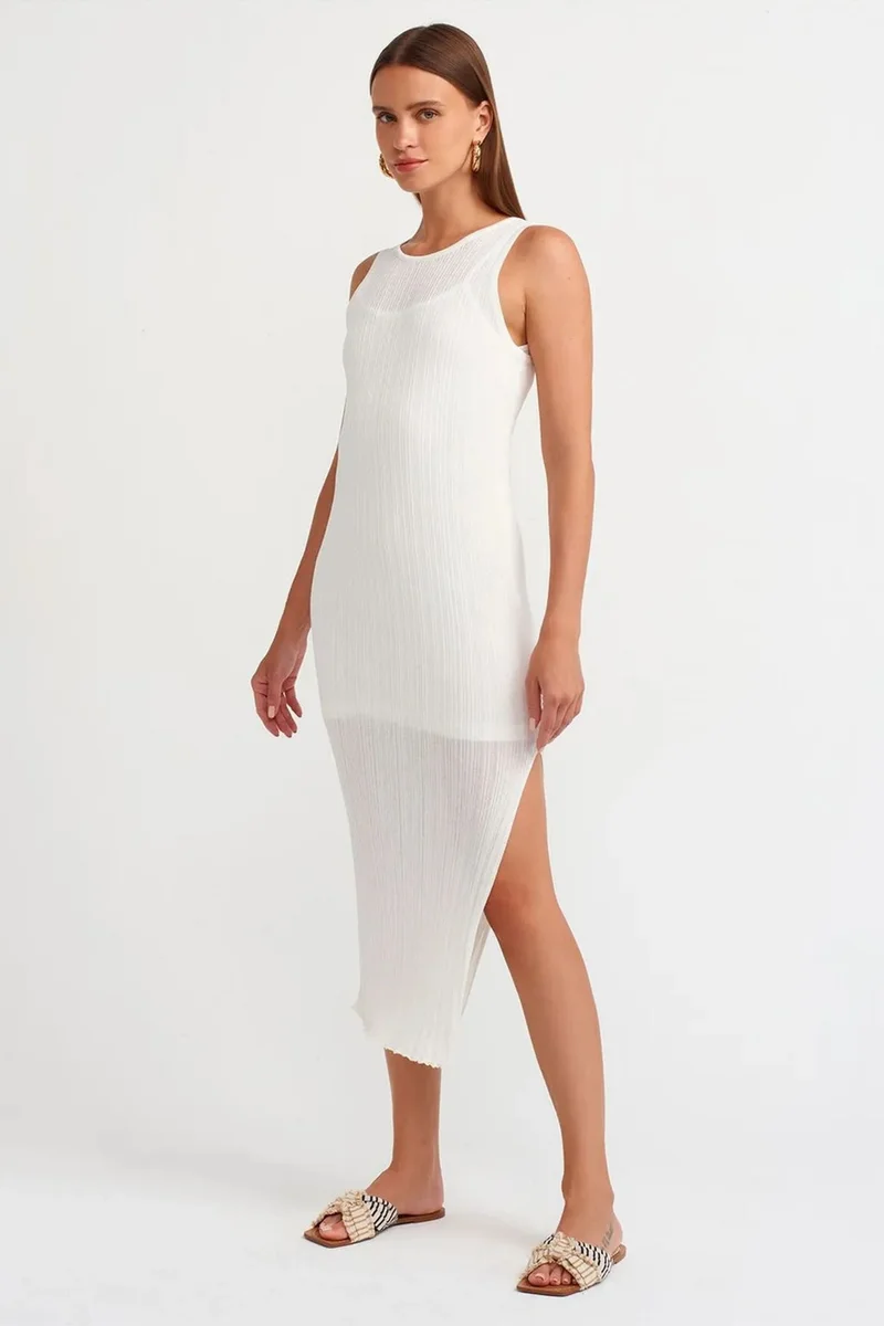 DILVIN Ribbed Sleeveless Bodycon Midi Dress