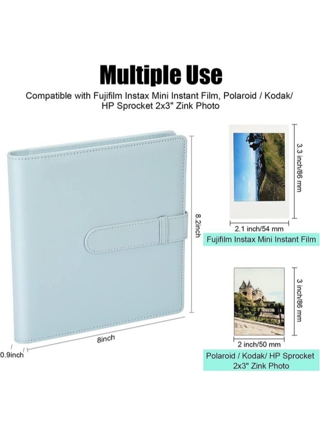 ألبومات الصور الجلد عالية الجودة للكاميرا الصغيرة Fujifilm Instax ، Polaroid 2x3 "صور الزنك ، ألبوم الصور الجلدية ذات القدرة الكبيرة مع 256 جيب ، مقاوم للماء DIY Photocard Holder Book لصور العائلة ، تخزين صور الزفاف والحفاظ على الذاكرة (أزرق) - Image 5