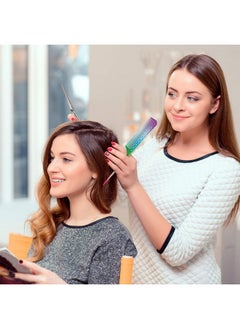 Patelai 6 Pieces Rainbow Hair Comb Hair Cutting Comb Salon Hair Comb Rainbow Rat Tail Comb Portable Hair Cutting Comb Teasing Comb For Women Men Kids Various Hair Types  - Image 3