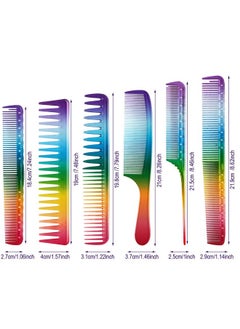 Patelai 6 Pieces Rainbow Hair Comb Hair Cutting Comb Salon Hair Comb Rainbow Rat Tail Comb Portable Hair Cutting Comb Teasing Comb For Women Men Kids Various Hair Types  - Image 4