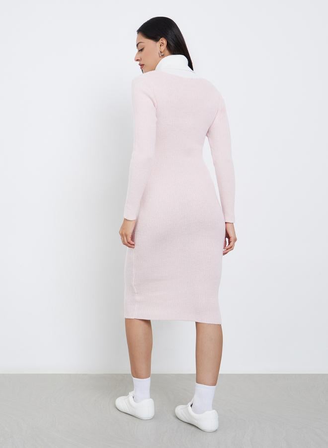 ستايلي فستان ميدي محبوك مضلع - Image 5