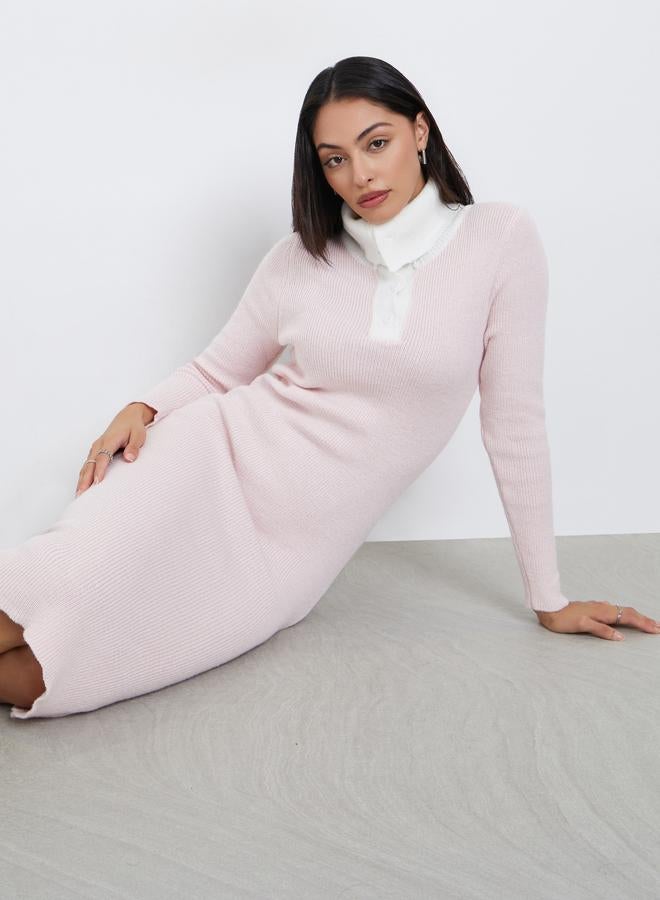 ستايلي فستان ميدي محبوك مضلع - Image 1