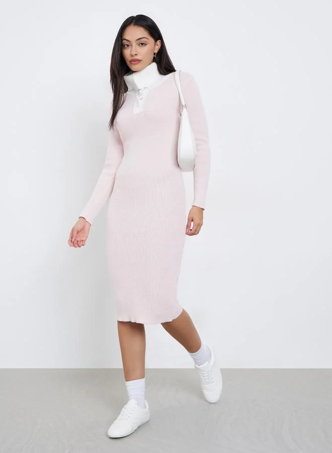 ستايلي فستان ميدي محبوك مضلع