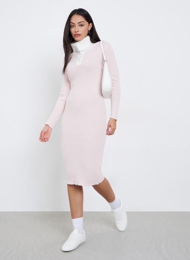 ستايلي فستان ميدي محبوك مضلع - Image 2