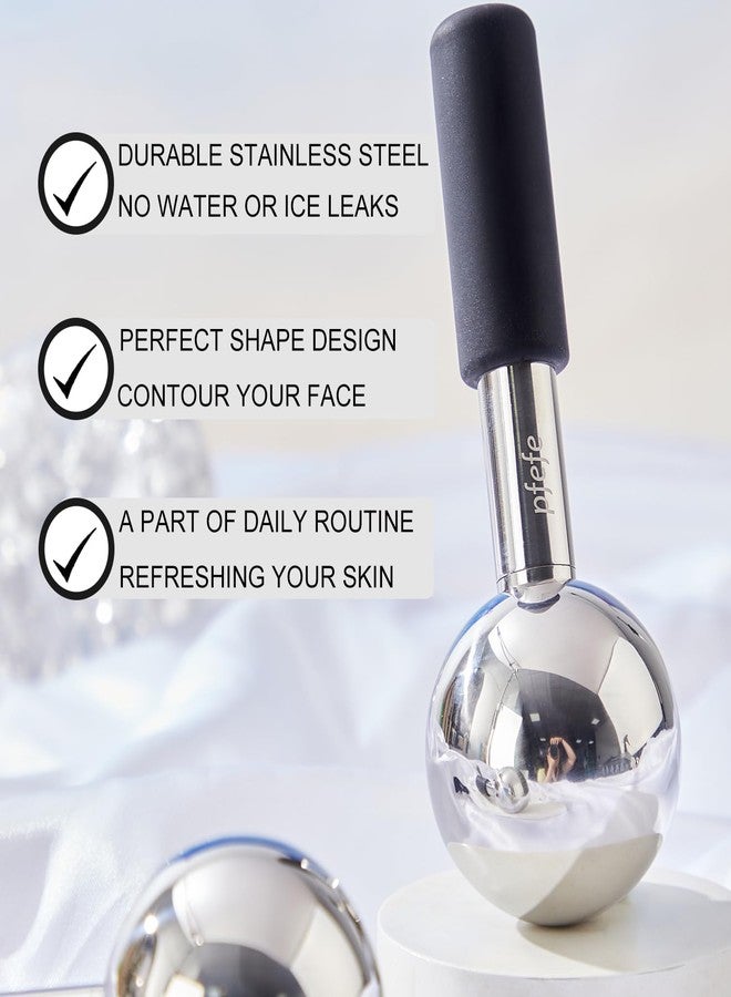 Pfefe 360 Rotating Ice Globes for Face & Eyes, Unbreakable Stainless Steel Cryo Sticks for Beauty Routines, Facials Cold Roller Colling Globes for Puffiness, Wrinkles, Dark Circles, Headaches - Image 3