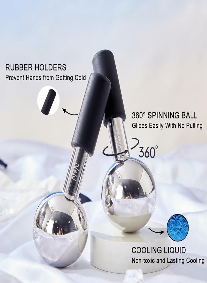 Pfefe 360 Rotating Ice Globes for Face & Eyes, Unbreakable Stainless Steel Cryo Sticks for Beauty Routines, Facials Cold Roller Colling Globes for Puffiness, Wrinkles, Dark Circles, Headaches - Image 2