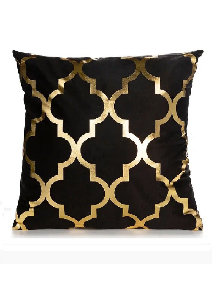 Doltri Cushion Covers 18x18 inch for Home Decor Hot Stamping Sofa Cushion Pillow Cover (Black and Gold Cushion)  - Image 1