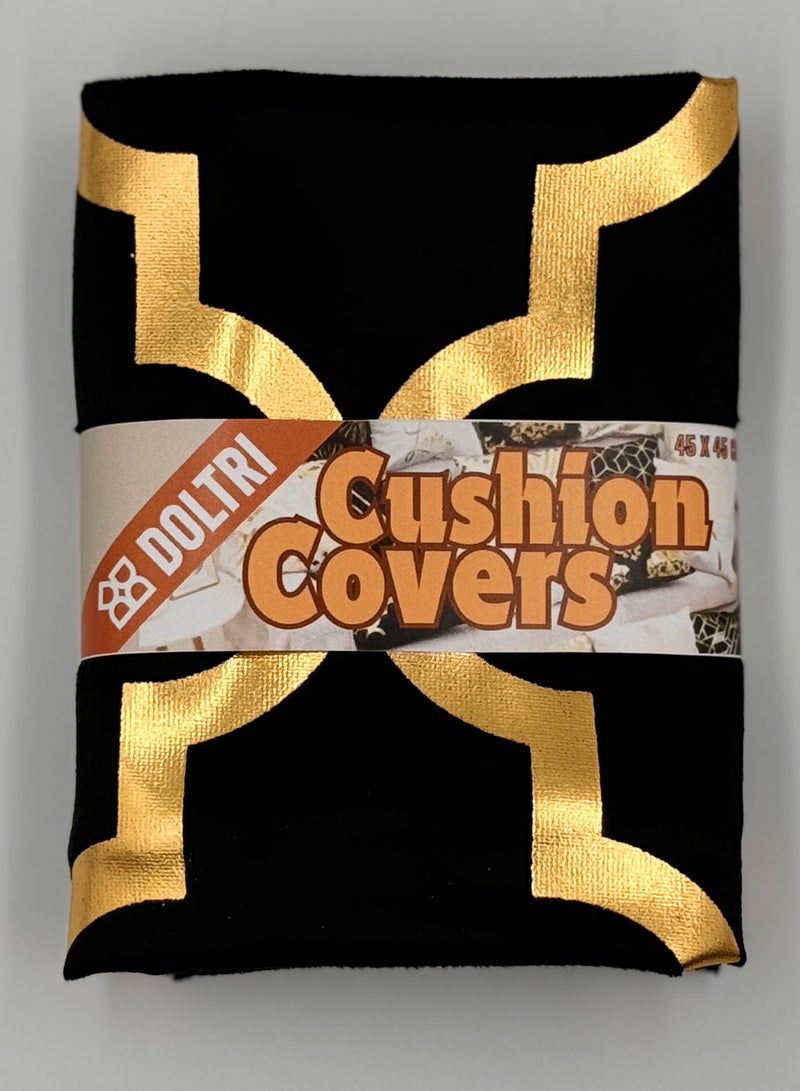 Doltri Cushion Covers 18x18 inch for Home Decor Hot Stamping Sofa Cushion Pillow Cover (Black and Gold Cushion)  - Image 2