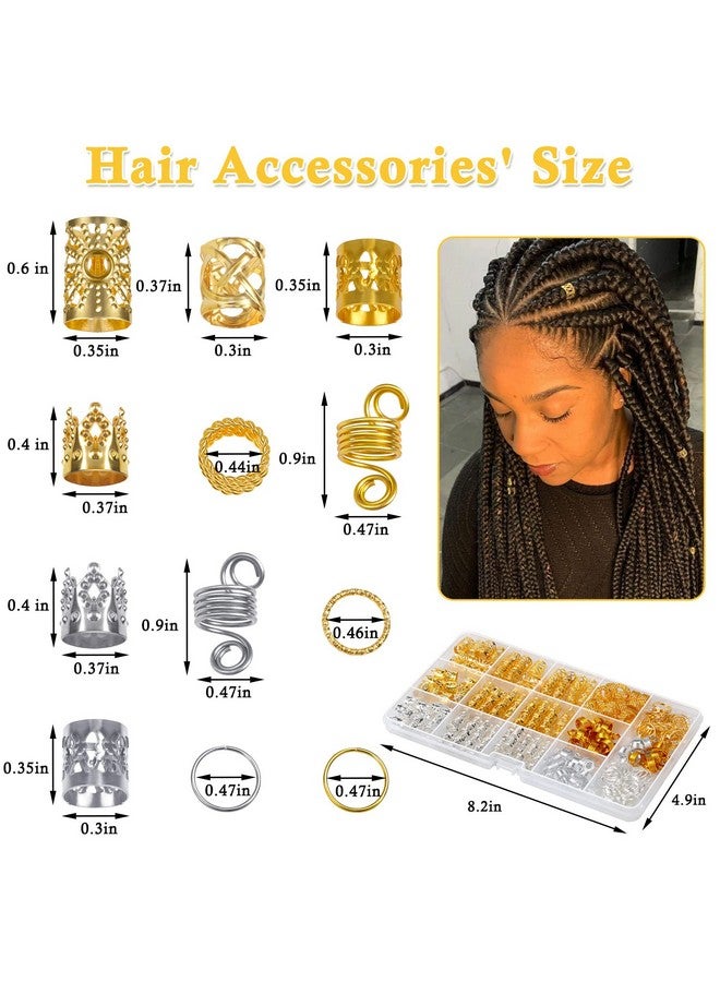 Jollidecor 262 Pcs Dreadlock Accessories For Women Hair Jewelry For Braids Loc Jewelry Hair Decorations Gold And Silver Hair Accessories Adjustable Hair Charms Hair Rings For Braids Girls Loc Braid Jewelry - Image 4