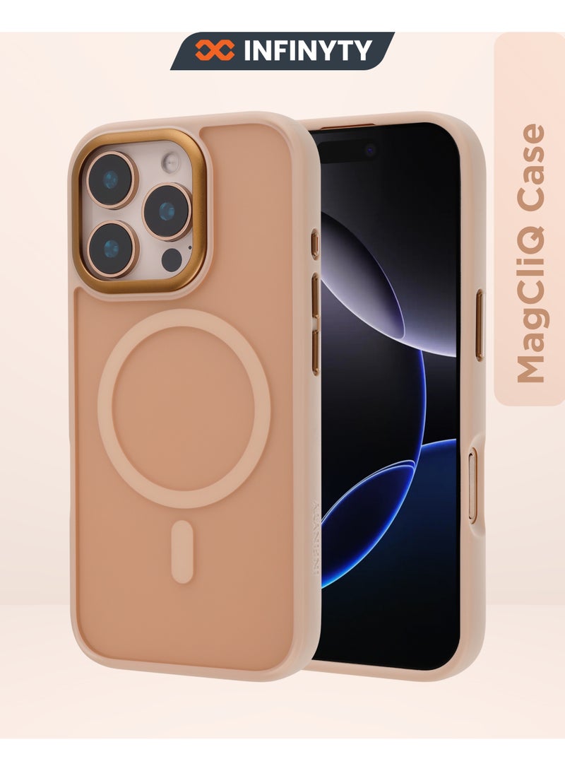 INFINYTY iPhone 16 Pro Hybrid Matte Case- Modo (Desert Titanium) Frosted, MagSafe Compatible, Mil. Grade Drop-Tested, Premium Aluminum Camera Frame, Anti-Slip, Scratch-Resistant - Image 1