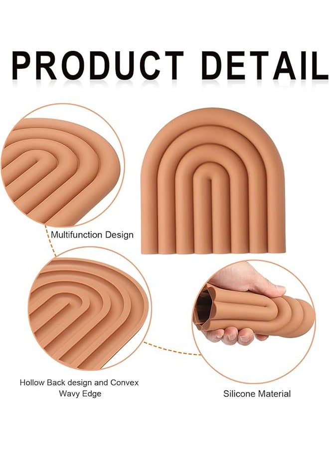 طقم حامل ثلاثي من السيليكون الممتاز مكون من قطعتين، تصميم قابل للانحناء قائم بذاته، ديكور للمطبخ - واقي سطح عمل متين وأنيق ومقاوم للحرارة. - Image 4