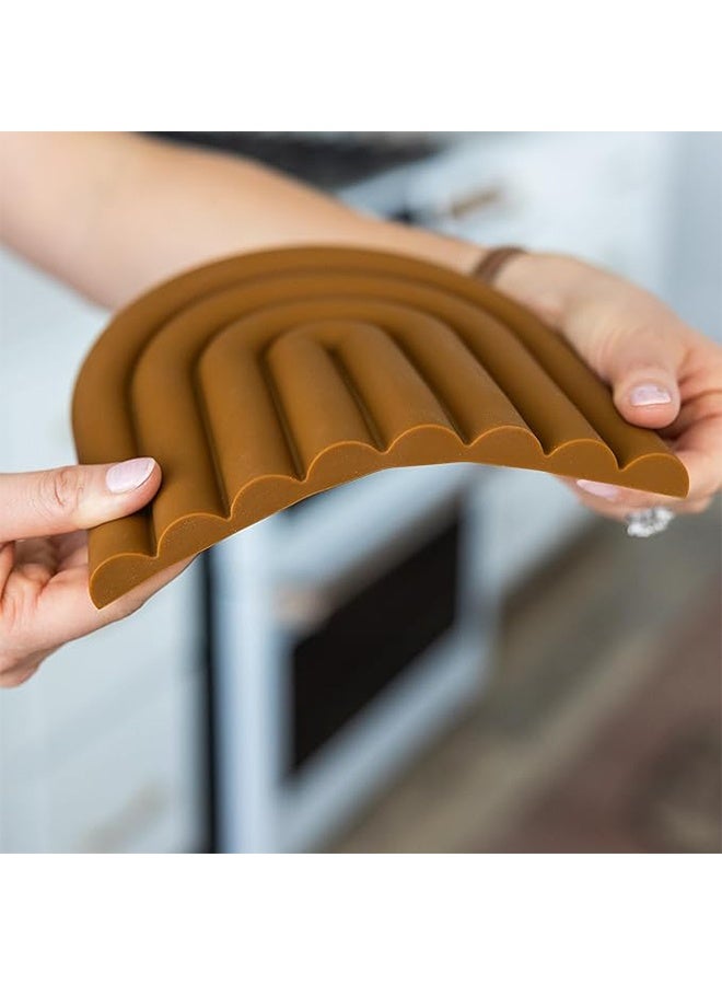 طقم حامل ثلاثي من السيليكون الممتاز مكون من قطعتين، تصميم قابل للانحناء قائم بذاته، ديكور للمطبخ - واقي سطح عمل متين وأنيق ومقاوم للحرارة. - Image 3