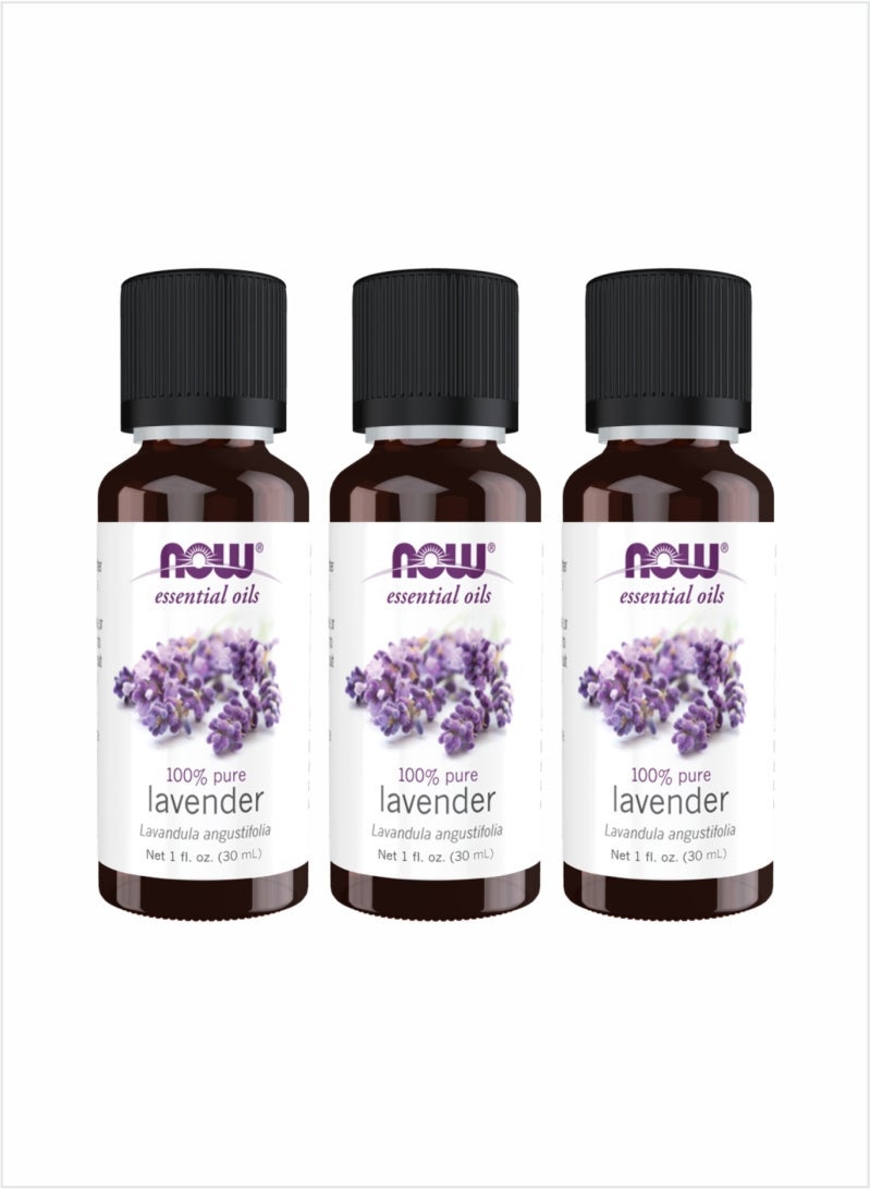 NOW Lavender Essential Oil - Pure Relaxation Aromatherapy, 30ml (Pack of 3)