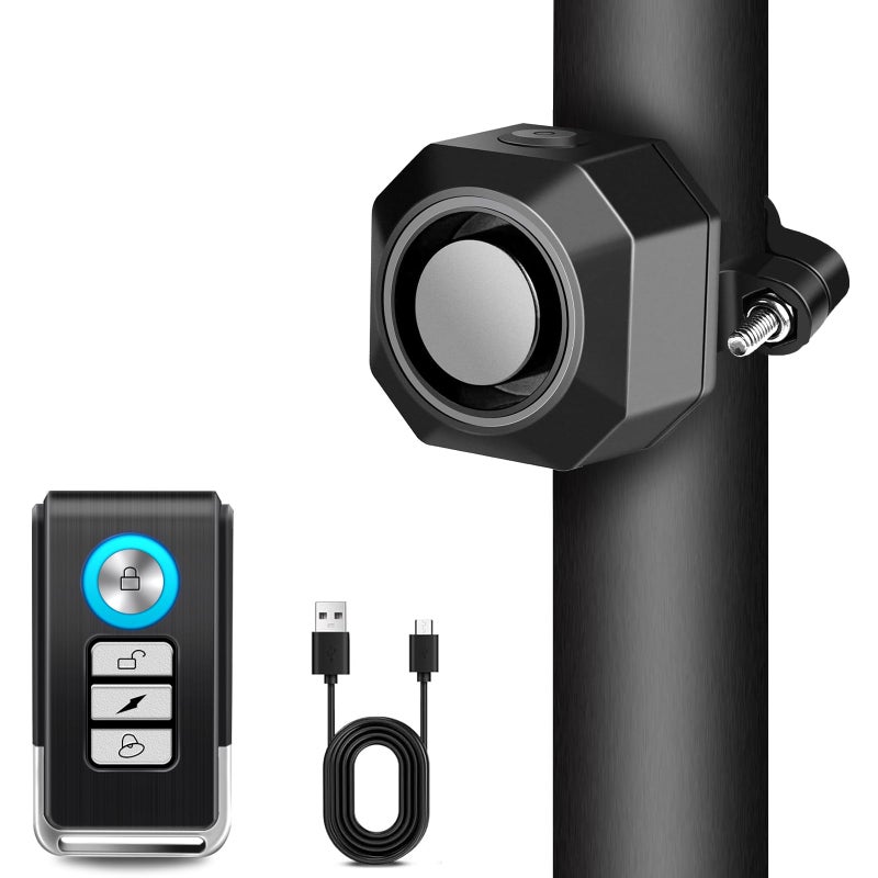 Cruxer Bike Alarm USB Rechargeable with Mount Electric Bike Alarm with RemoteWireless Motion Sensor Bicycle Security Anti Theft SystemWaterproof Vibration Alarm for Motorcycle Scooter 1 Pack