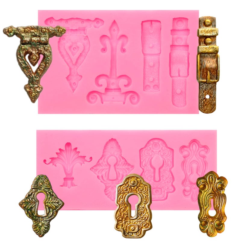 Vintage Keyhole Polymer Clay Molds Belt Silicone Chocolate Mould Fondant Mold for Cake of Treasure Decorating for Birthday Cupcake Topper Candy Polymer Epoxy