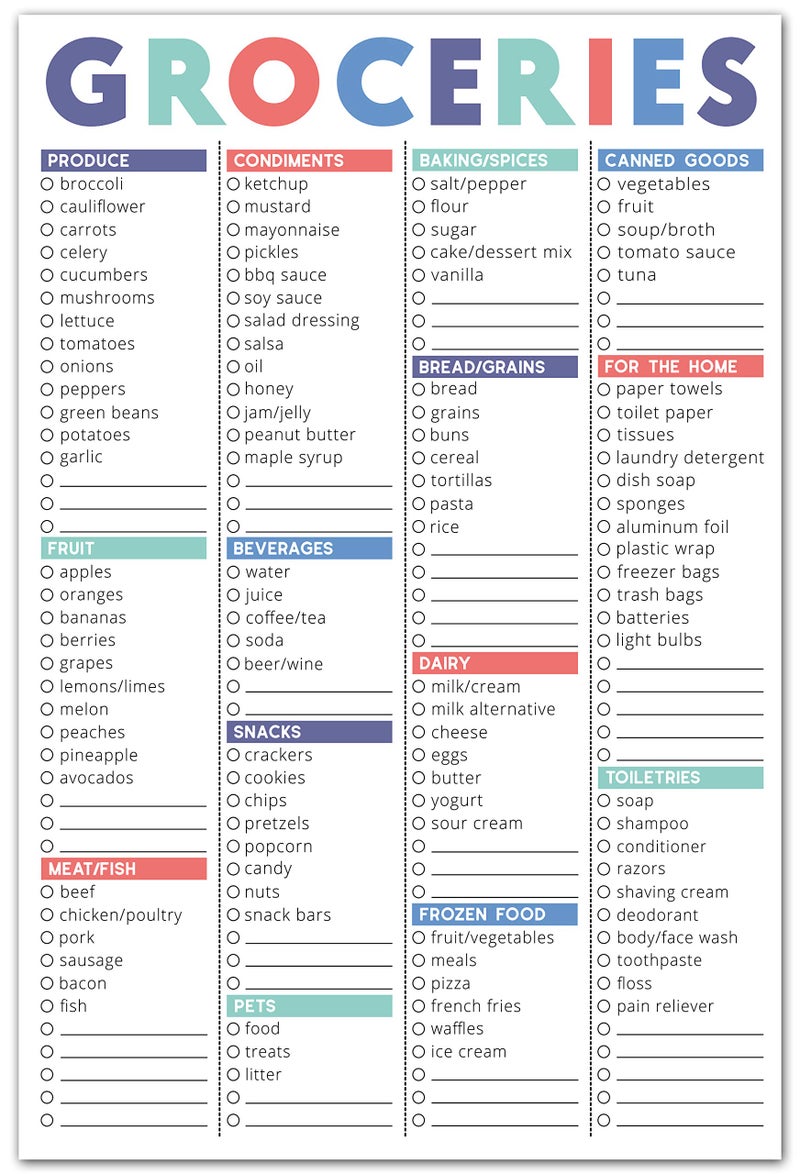 Sweetzer & Orange FastCheck Grocery List Magnet Pad for Fridge. 6x9” Magnetic Notepad with Printed Shopping List Items and Blank Grocery Shopping Spaces. 60 Page Notepad Weekly Planner - Image 1