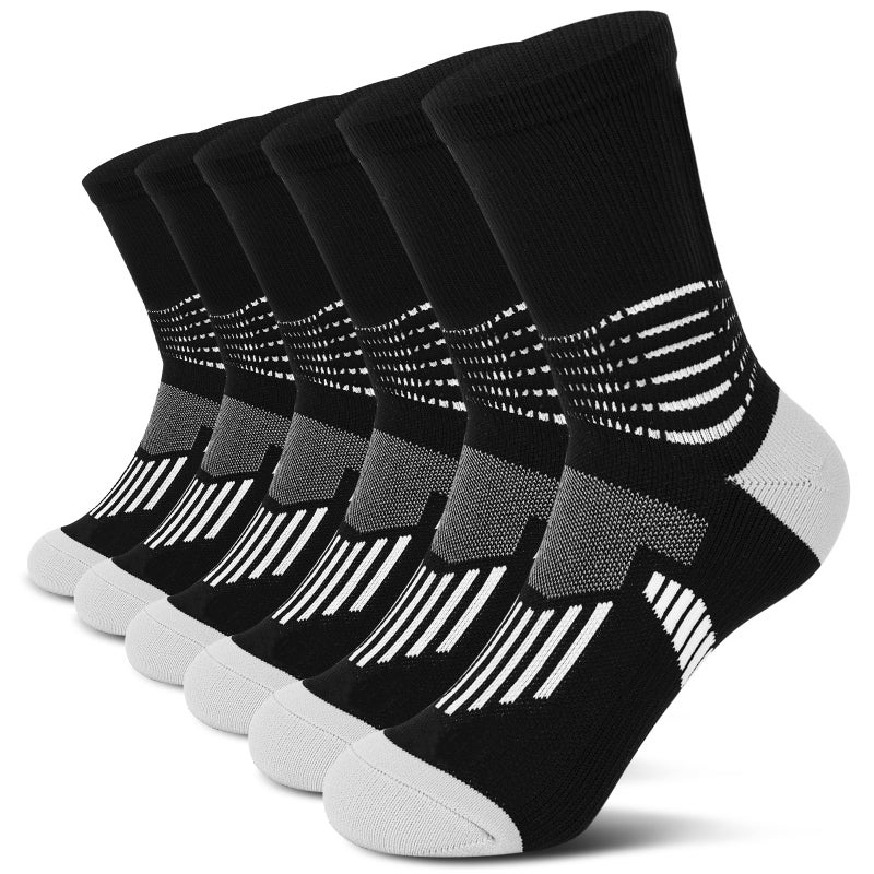 IRAMY Crew Compression Socks Athletic Running Socks for Men Women Plantar Fasciitis Relief 3 Pairs - Image 1