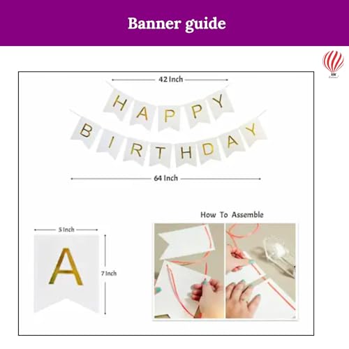 HK balloons Paper 53 Piece Violet 1St Birthday Girl Decoration Item Set Combo With Month Banner Decorations For A Violet-Themed Birthday Celebrations For Girls 1St Birthday Decorations Backdrop Kit - Image 3