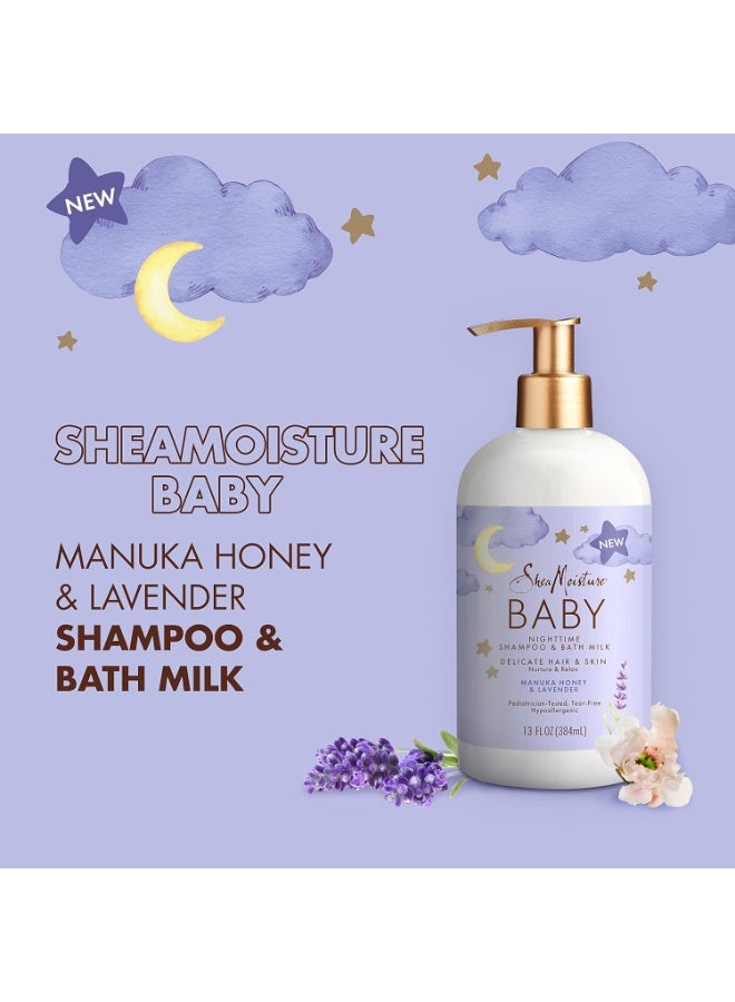 SheaMoisture Baby Shampoo & Bath Milk Manuka Honey & Lavender for Delicate Hair and Skin Nighttime Skin and Hair Care Regimen 384ml - Image 3