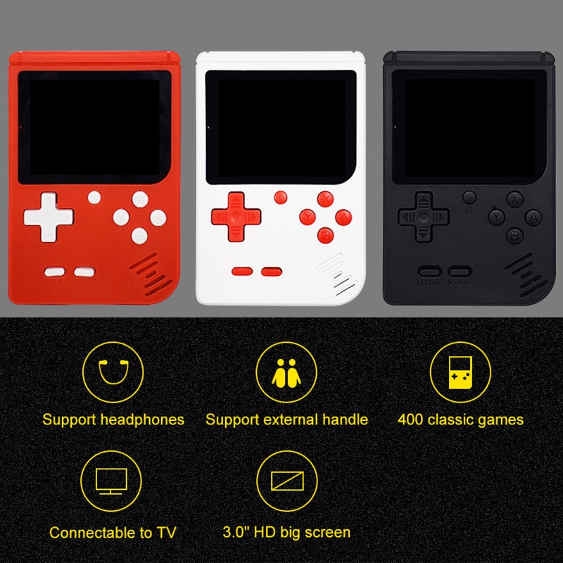 Handheld Game Console 400 Retro Games Portable Game Player 3.0-inch Screen 3.5mm Headphone Jack AV Output Support Wired Gamepad Connection - Image 3
