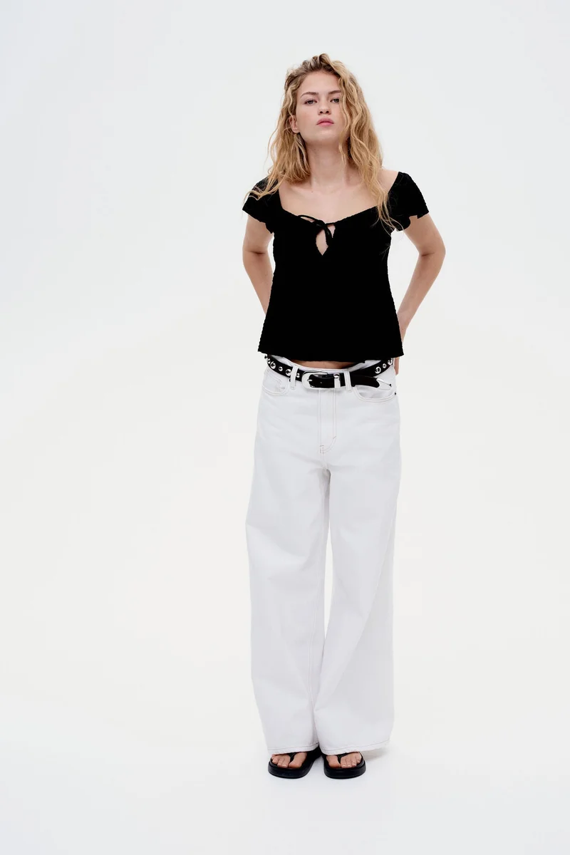 اتش اند ام Crinkled flutter-sleeved top