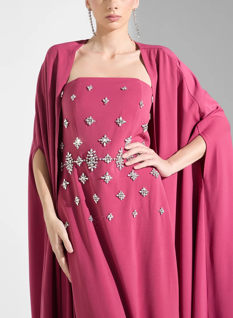 Akadia Fashion Two Pcs Crystal Cape Set