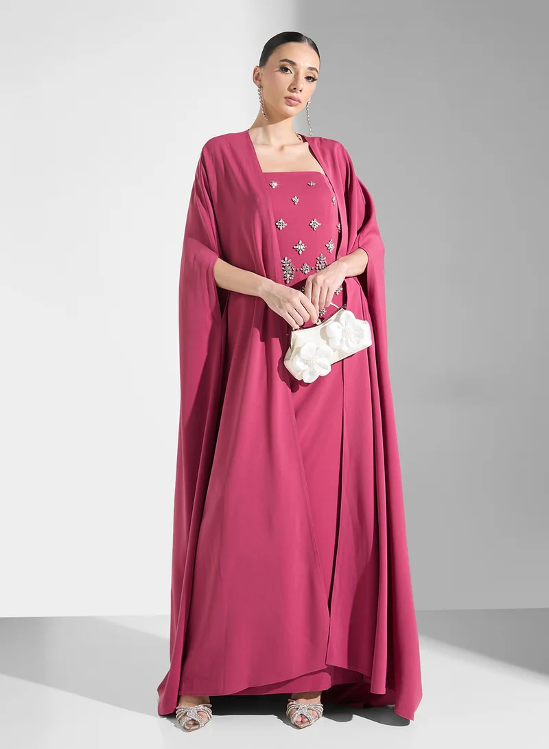 Akadia Fashion Two Pcs Crystal Cape Set