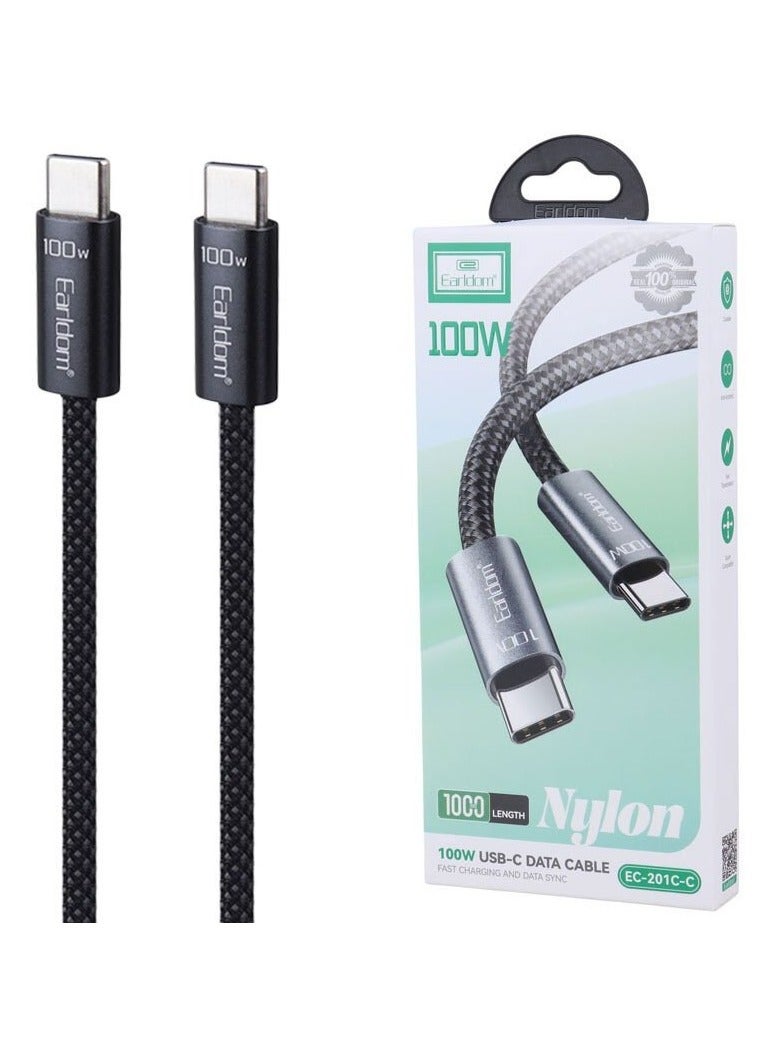 Earldom EC-201C-C 100W Type-C to Type-C Fast Charging Cable 1m - Image 1
