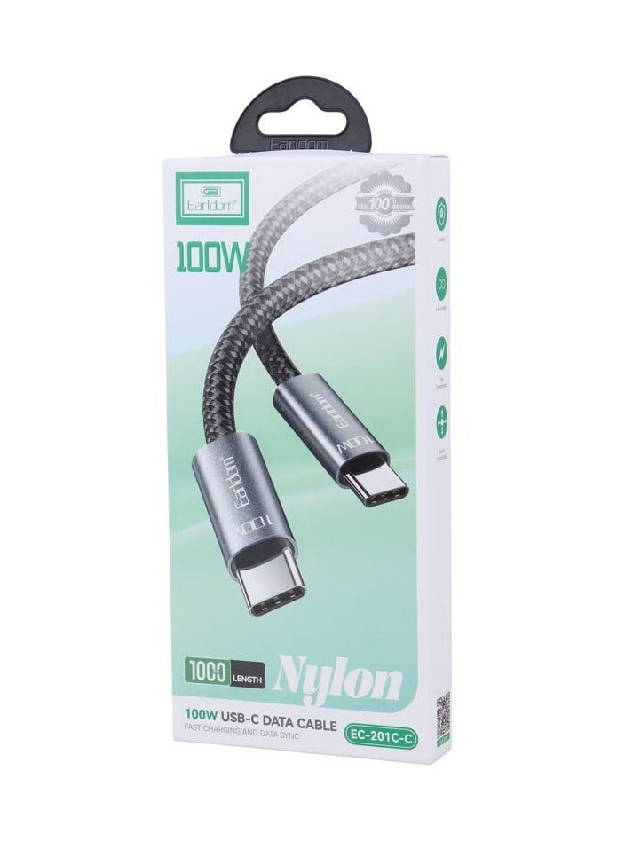 Earldom EC-201C-C 100W Type-C to Type-C Fast Charging Cable 1m - Image 2