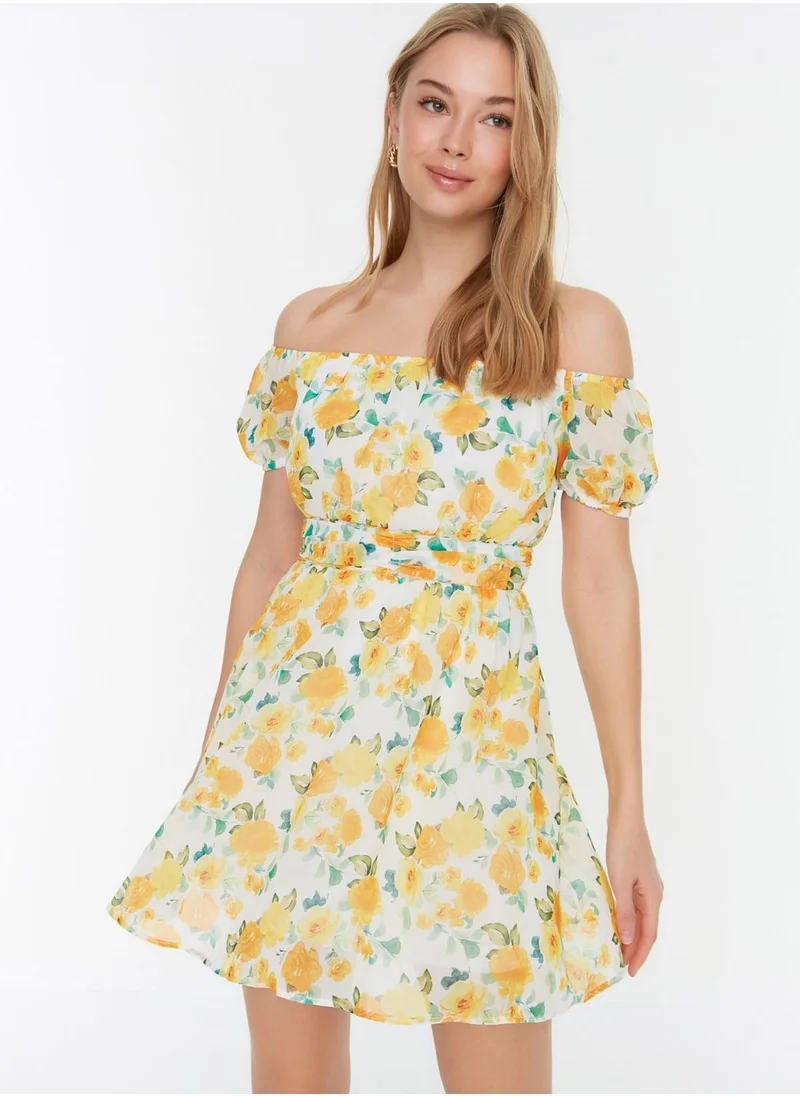 trendyol Bardot Floral Print Dress