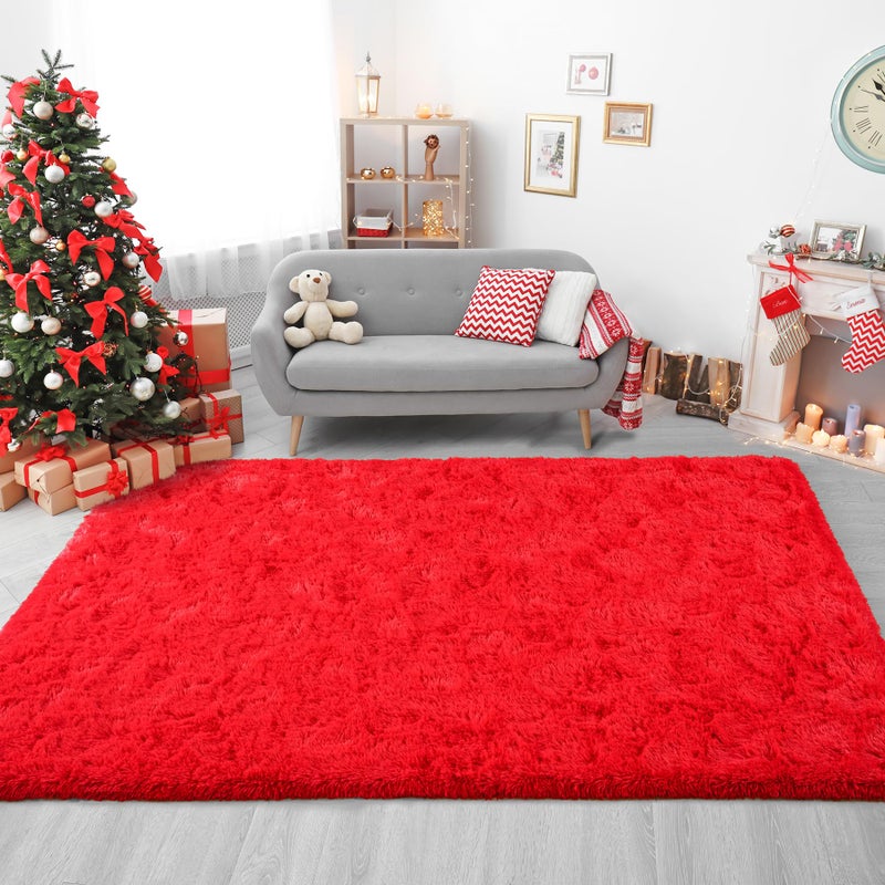Chicrug Soft Area Rugs for Bedroom Living Room Plush Fluffy Rug 3x5 Feet, Shag Furry Area Rug Carpet Non Shedding for Nursery Children Kids Girls Room Home Decorative,Red - Image 4