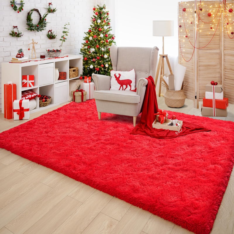 Chicrug Soft Area Rugs for Bedroom Living Room Plush Fluffy Rug 3x5 Feet, Shag Furry Area Rug Carpet Non Shedding for Nursery Children Kids Girls Room Home Decorative,Red - Image 5