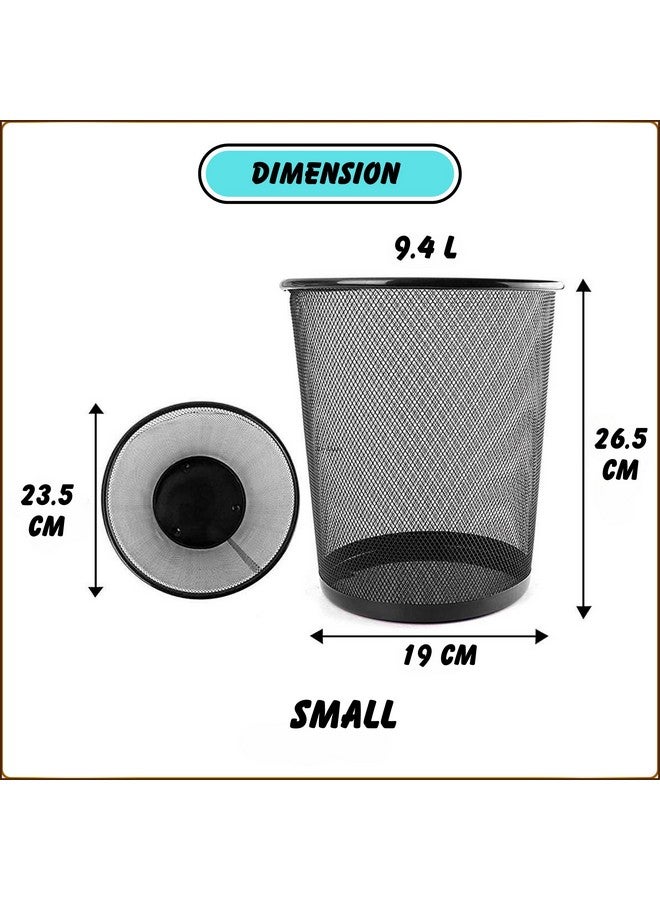 GoodWill Tech Open-Top Cylindrical Metal Mesh Recycling Dustbins- Waste Basket for Home/Office/Coffee Shop/Hotel Non-Toxic - Black (Set of 5, Small (9L)) - Image 2