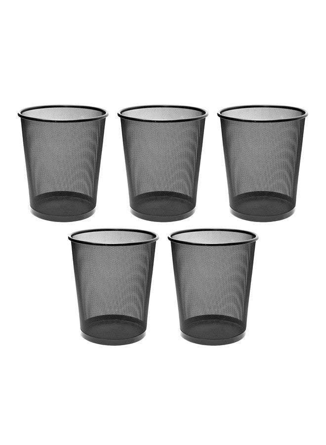 GoodWill Tech Open-Top Cylindrical Metal Mesh Recycling Dustbins- Waste Basket for Home/Office/Coffee Shop/Hotel Non-Toxic - Black (Set of 5, Small (9L)) - Image 1