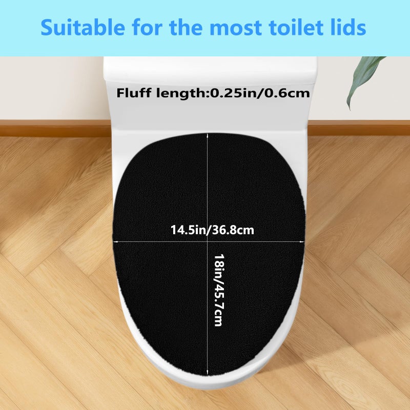 lanseyixiu Soft Plush Toilet Lid Cover For Bathroom  Machine Washable Toilet Seat Covers  Fits Most Round Elongated And Oblong Lids  Easy Installation& Cleaning (Black) - Image 2